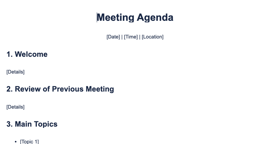 Meeting Agenda